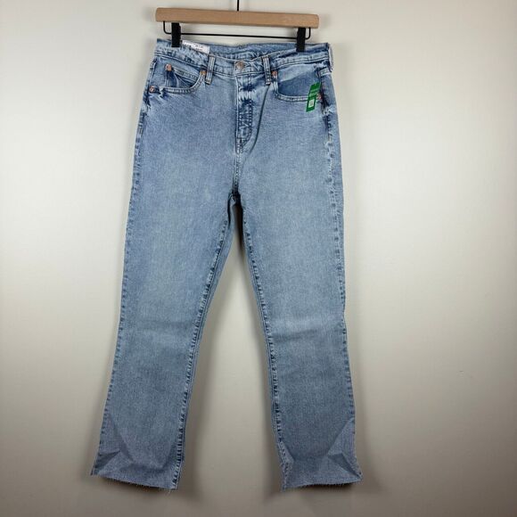 Gap Jeans Women 30 10 Long Blue Denim Light Wash Kick Fit High-Rise Straight NWT - Picture 2 of 11